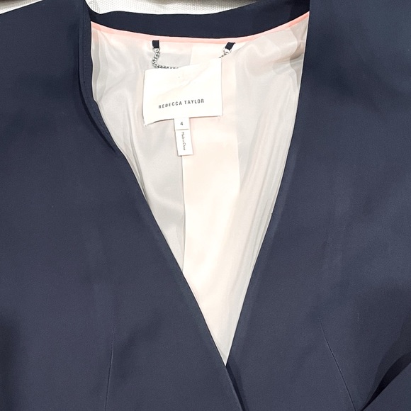 Rebecca Taylor Devon Cropped Navy Blazer - Size 4 - Picture 4 of 4